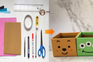 làm hộp đựng bút bằng bìa carton