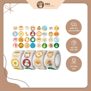 Cuộn 500 sticker MIKI kích thước 2.5cm