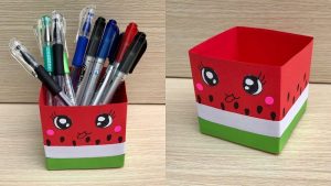làm hộp đựng bút bằng bài carton