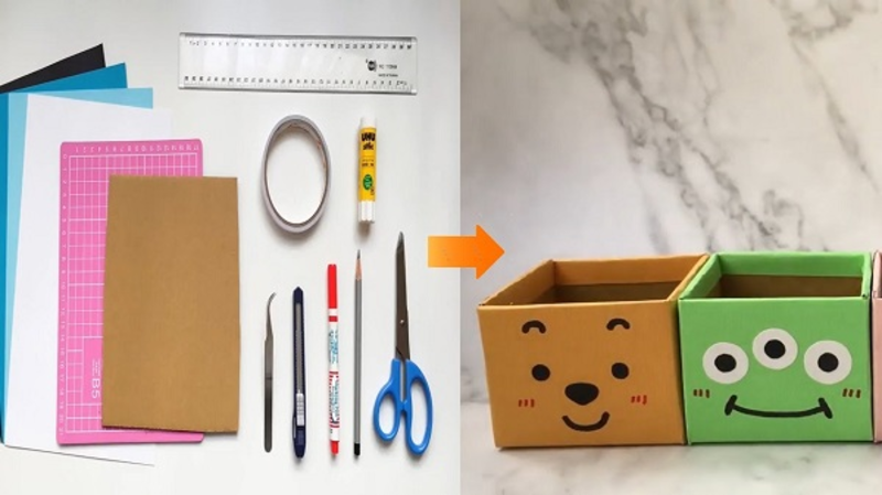 làm hộp đựng bút bằng bìa carton